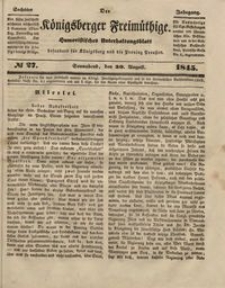 Königsberger Freimüthige Jg 6 nr 27 (30 August 1845)