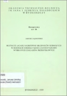 Roztocze (Acari) nadrzewne młodników sosnowych w rejonach oddziaływania zanieczyszczeń wybranych zakładów przemysłowych