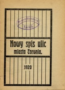 Nowy spis ulic miasta Torunia - 1920