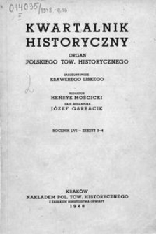 Kwartalnik Historyczny : organ Towarzystwa Historycznego R. 56 z. 3-4 (1948)