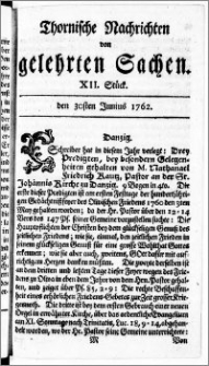 Thornische Nachrichten von Gelehrten Sachen, 1762.06.30 nr 12
