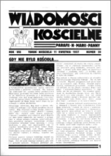 Wiadomości Kościelne : przy kościele N. Marji Panny 1936-1937, R. 8, nr 20