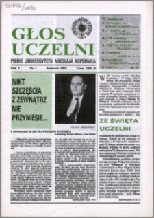 Głos Uczelni : pismo Uniwersytetu Mikołaja Kopernika R. 1=17 nr 1 (1992)