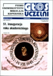 Głos Uczelni : pismo Uniwersytetu Mikołaja Kopernika R. 4=20 nr 10 (1995)