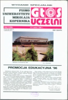 Głos Uczelni : pismo Uniwersytetu Mikołaja Kopernika R. 5=21 wydanie specjalne 5-6 marca 1996