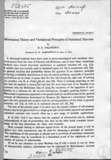 Information theory and variational principles in statistical theories