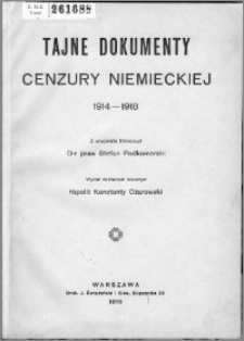 Tajne dokumenty cenzury niemieckiej 1914-1918