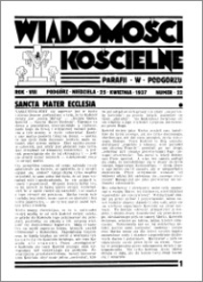 Wiadomości Kościelne : przy kościele w Podgórzu 1936-1937, R. 8, nr 22