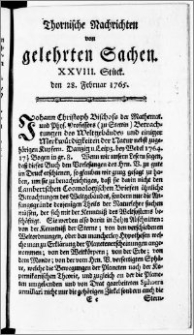 Thornische Nachrichten von Gelehrten Sachen, 1765.02.28 nr 28
