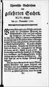 Thornische Nachrichten von Gelehrten Sachen, 1765.11.30 nr 46
