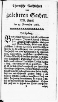 Thornische Nachrichten von Gelehrten Sachen, 1766.11.15 nr 21