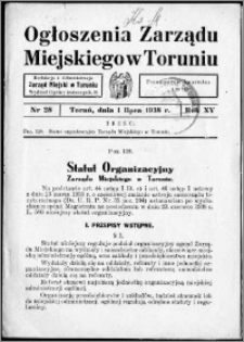 Ogłoszenia Zarządu Miejskiego w Toruniu 1938, R. 15, nr 28