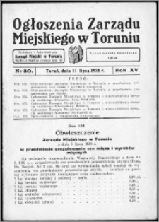 Ogłoszenia Zarządu Miejskiego w Toruniu 1938, R. 15, nr 30