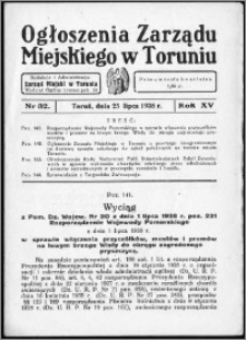Ogłoszenia Zarządu Miejskiego w Toruniu 1938, R. 15, nr 32