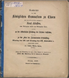 Nachricht von dem Königlichen Gymnasium zu Thorn und den mit demselben verbundenen Real-Klassen von Michaelis 1856 bis Michaelis 1857