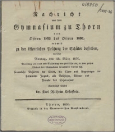 Nachricht von dem Gymnasium zu Thorn von Ostern 1835 bis Ostern 1836