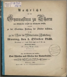 Nachricht von dem Gymnasium zu Thorn von Michaelis 1848 bis Michaelis 1849