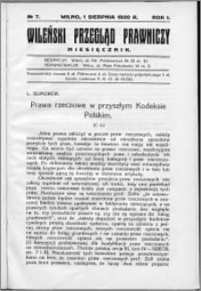 Wileński Przegląd Prawniczy 1930, R. 1 nr 7