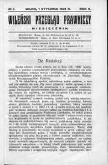 Wileński Przegląd Prawniczy 1931, R. 2 nr 1