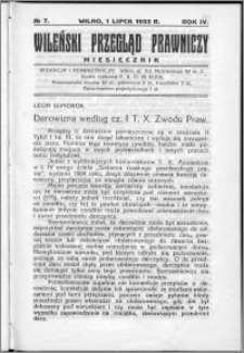Wileński Przegląd Prawniczy 1933, R. 4 nr 7