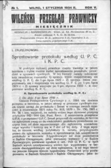 Wileński Przegląd Prawniczy 1934, R. 5 nr 1