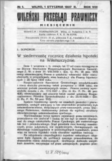 Wileński Przegląd Prawniczy 1937, R. 8 nr 1
