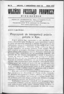 Wileński Przegląd Prawniczy 1937, R. 8 nr 9