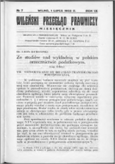 Wileński Przegląd Prawniczy 1938, R. 9 nr 7