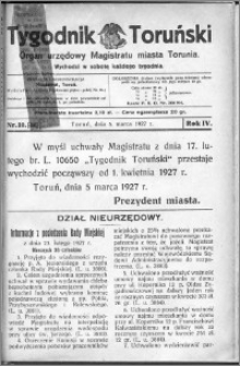 Tygodnik Toruński 1927, R. 4, nr 10