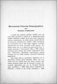 Monumenta Poloniae Paleographica. Tabularum argumenta I-XXVII