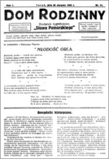 Dom Rodzinny : dodatek tygodniowy Słowa Pomorskiego, 1925.08.28 R. 1 nr 11