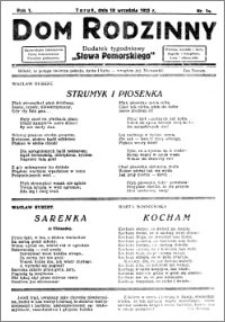 Dom Rodzinny : dodatek tygodniowy Słowa Pomorskiego, 1925.09.18 R. 1 nr 14