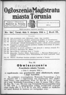 Ogłoszenia Magistratu Miasta Torunia 1932, R. 9, nr 24