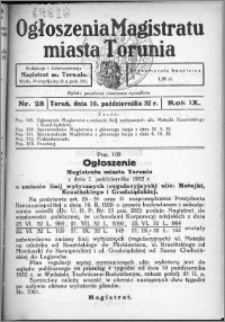 Ogłoszenia Magistratu Miasta Torunia 1932, R. 9, nr 28