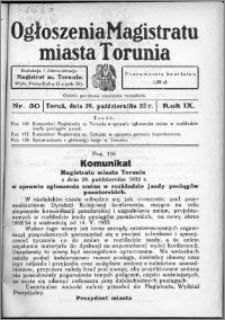 Ogłoszenia Magistratu Miasta Torunia 1932, R. 9, nr 30