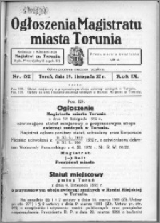 Ogłoszenia Magistratu Miasta Torunia 1932, R. 9, nr 32