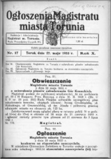 Ogłoszenia Magistratu Miasta Torunia 1933, R. 10, nr 17