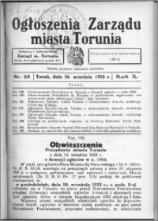 Ogłoszenia Zarządu Miasta Torunia 1933, R. 10, nr 28