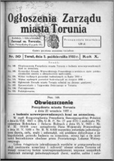 Ogłoszenia Zarządu Miasta Torunia 1933, R. 10, nr 30