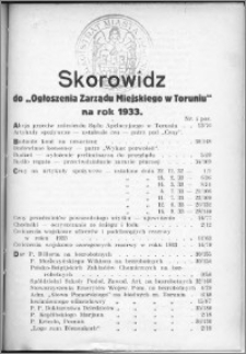 Skorowidz do "Ogłoszenia Zarządu Miejskiego w Toruniu" na rok 1933