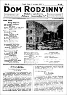 Dom Rodzinny : dodatek tygodniowy Słowa Pomorskiego, 1926.12.10 R. 2 nr 49