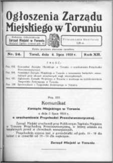 Ogłoszenia Zarządu Miejskiego w Toruniu 1935, R. 12, nr 24