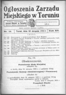Ogłoszenia Zarządu Miejskiego w Toruniu 1935, R. 12, nr 28