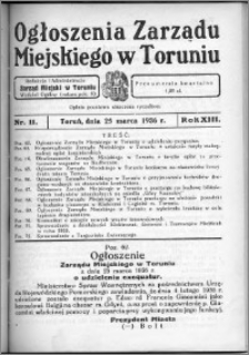 Ogłoszenia Zarządu Miejskiego w Toruniu 1936, R. 13, nr 11