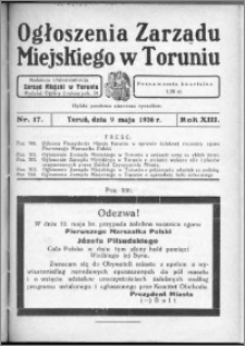 Ogłoszenia Zarządu Miejskiego w Toruniu 1936, R. 13, nr 17