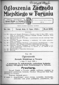 Ogłoszenia Zarządu Miejskiego w Toruniu 1936, R. 13, nr 26
