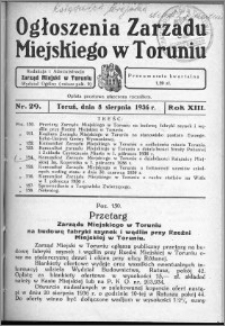 Ogłoszenia Zarządu Miejskiego w Toruniu 1936, R. 13, nr 29