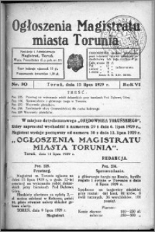 Ogłoszenia Magistratu Miasta Torunia 1929, R. 6, nr 30