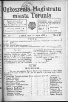 Ogłoszenia Magistratu Miasta Torunia 1929, R. 6, nr 32