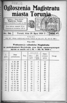 Ogłoszenia Magistratu Miasta Torunia 1929, R. 6, nr 34
